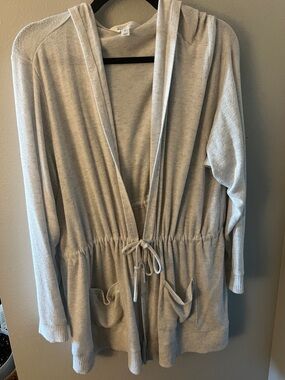 Market & Spruce Light Beige Drawstring Hooded Tunic